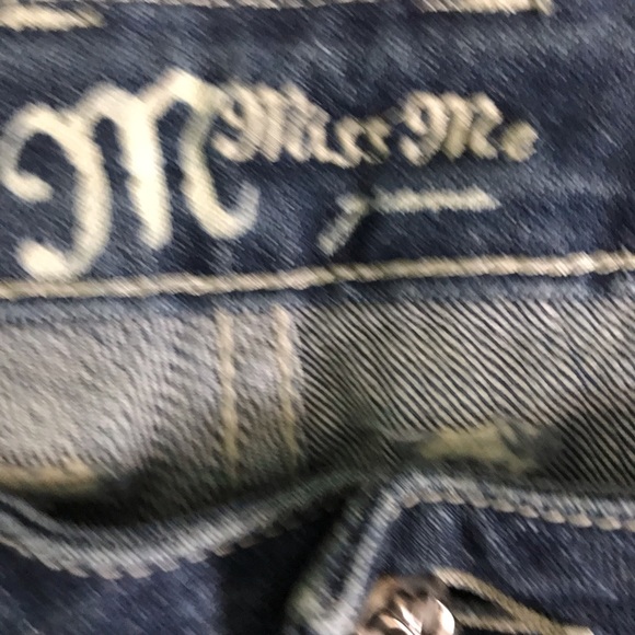 Miss Me Embroidered Cross Rhinestones Whiskered 5 Pocket Boot Cut Jeans Sz 31 - Picture 9 of 10
